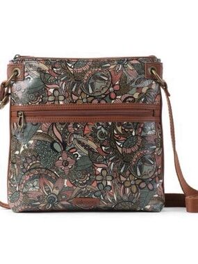 Sakroots Multi Floral Crossbody in Pink and Brown